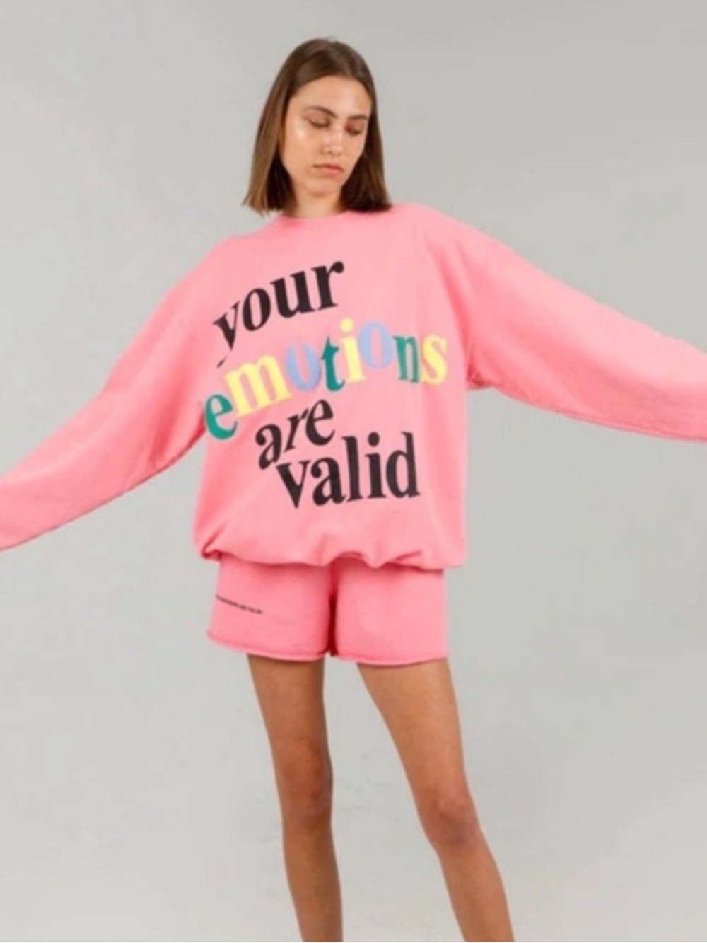 The Mayfair Group Your Emotions Are Valid pink oversized sweatshirt